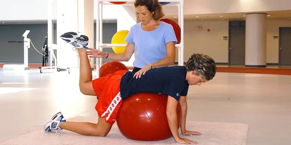 physical therapy with a yoga ball